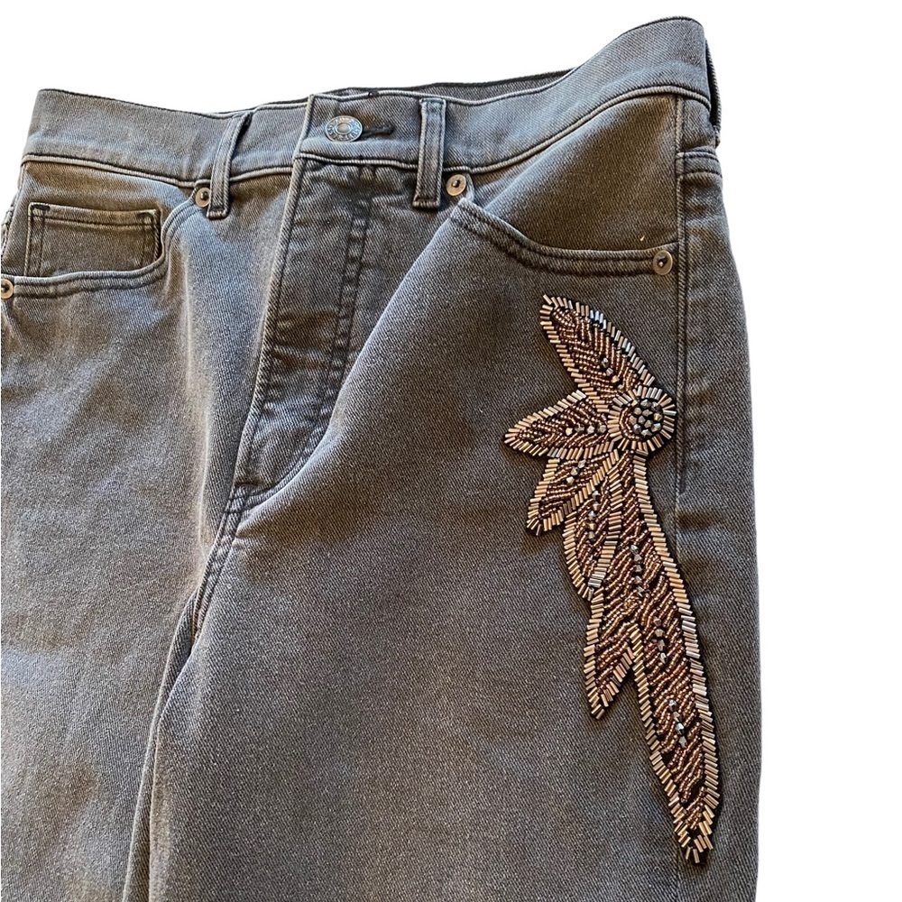 Express NWOT Super High Rise Slim Ankle Embellished Grey Jeans